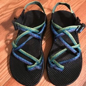 Blue/Green Double-Strap Chacos